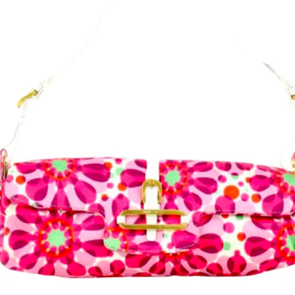 Jimmy Choo Pink Floral Satin Flap Shoulder Bag 2JC113